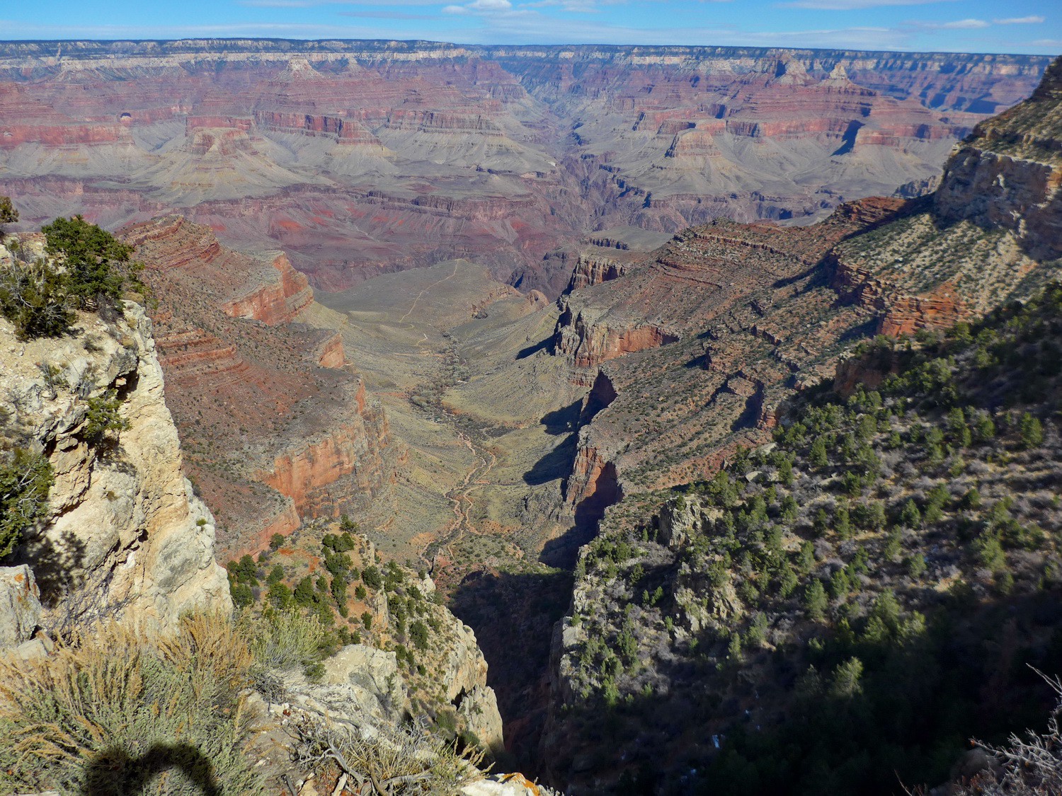 Grand Canyon with Indian Garden seen from Bright Angel Trailhead